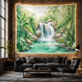 thumbnail image 6 of Tropical Waterfall with Bamboo and Teal Pool, Peaceful Coastal for Nature Lovers, Waterfall Wall Art, Housewarming Gift, Tapestry Wall Hanging for Bathroom and Living Room, 6 of 7