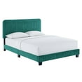 thumbnail image 2 of Modway Celine Channel Tufted Performance Velvet Queen Platform Bed in Teal, 2 of 8