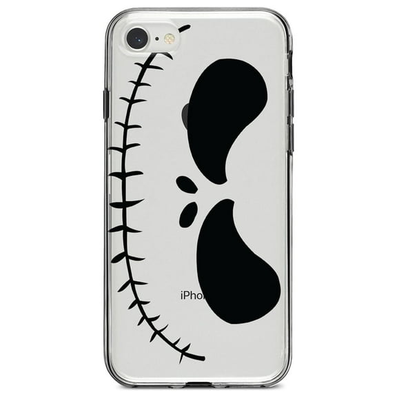 DistinctInk Clear Shockproof Hybrid Case for iPhone 7 8 SE (2020 Model) 4.7" Screen TPU Bumper Acrylic Back Tempered Glass Screen Protector - Halloween Skeleton Face