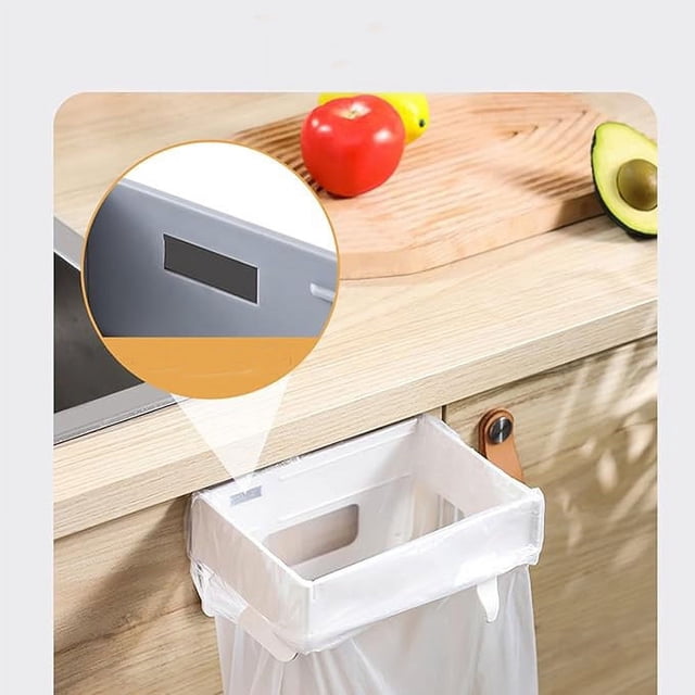 Bathroom Storage Cabinet Wall-Mounted Garbage Rack Household Cabinet Door Toilet Bathroom Kitchen Tabletop Folding Storage Garbage Bag Foldable Garbage Hanger Kitchen Cabinet Organizer