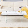 thumbnail image 3 of Holaki End Table,White Marble Pattern MDF Coffee Table with Tempered Glass Legs. Suitable for Living Room. Can Be Used As Coffee and Side Tables Or As A Display Stand.43.3"X23.6"X16.5", 3 of 10