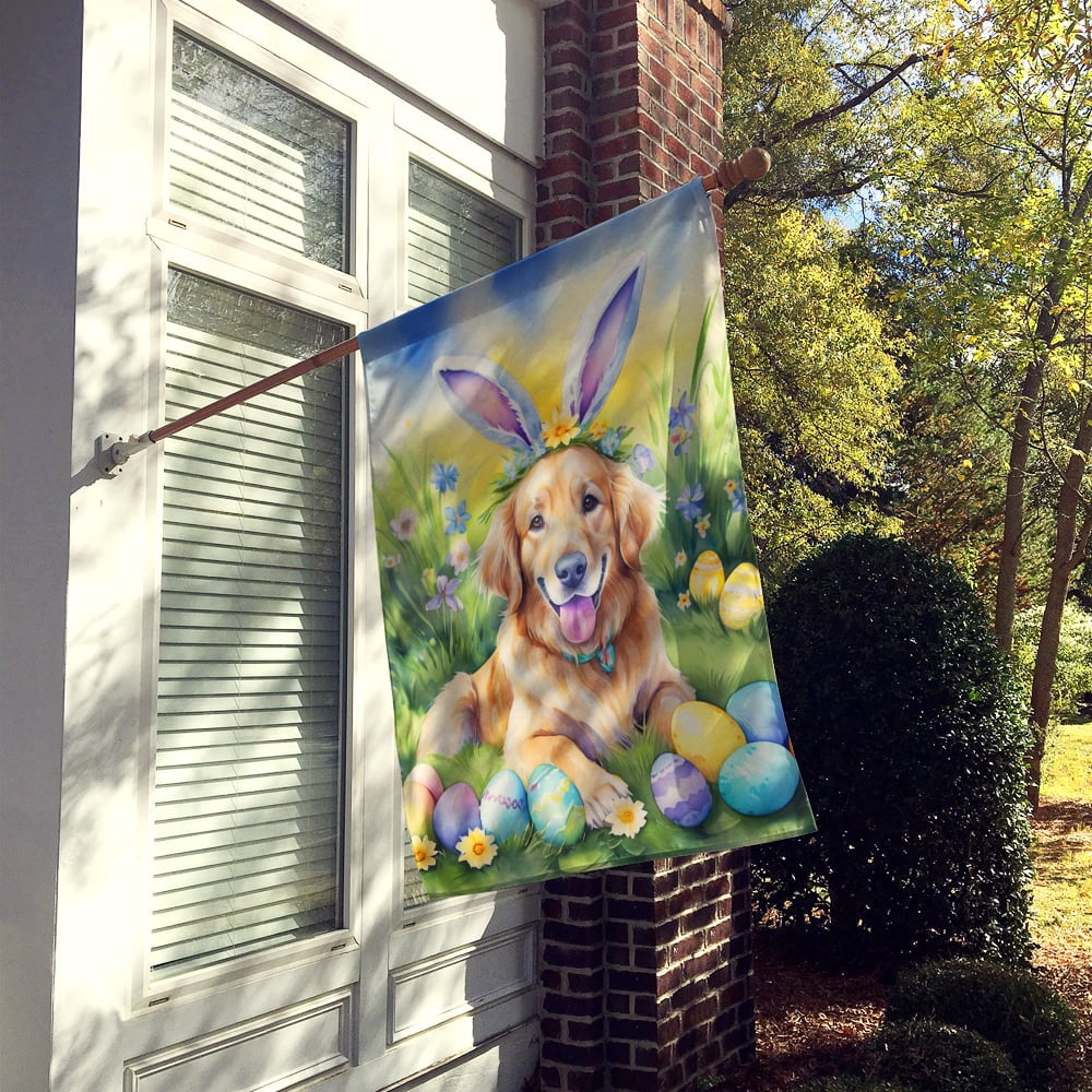 Golden Retriever Easter Egg Hunt House Flag 28 in x 40 in