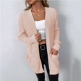 thumbnail image 2 of Vedolay Women Sweater Long Sleeve Sweaters Knit Open Front Button up Tops 2023 Pink,S, 2 of 5