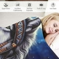 thumbnail image 3 of BCIIG Howling Moon Wolf Blanket Cool Indians Headdress Throw Blankets Gifts for Adults Lightweight Soft Fleece Cozy for Sofa Couch Bed Room Travel Party Birthday Party Decor 40x50in, 3 of 6