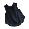 thumbnail image 2 of Wycnly Summer Saving Tank Top for Women Tank Tops Women Vintage Embroidery Loose Irregular Hem Cotton Line Top Trendy Solid Sleeveless T Shirts Ladies Sleeveless Shirt, 2 of 7