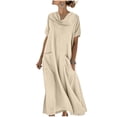 thumbnail image 3 of Taqqpue Maxi Dress for Women Short Sleeve Crew Neck Layered Ruffle Boho Casual Flowy Long Dresses Solid Color T Shirt Dress Beach Vacation A Line Sundress for Women, 3 of 10