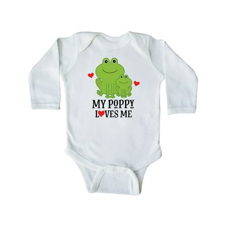 

Inktastic My Poppy Loves Me Grandson Frog Gift Gift Baby Boy Long Sleeve Bodysuit
