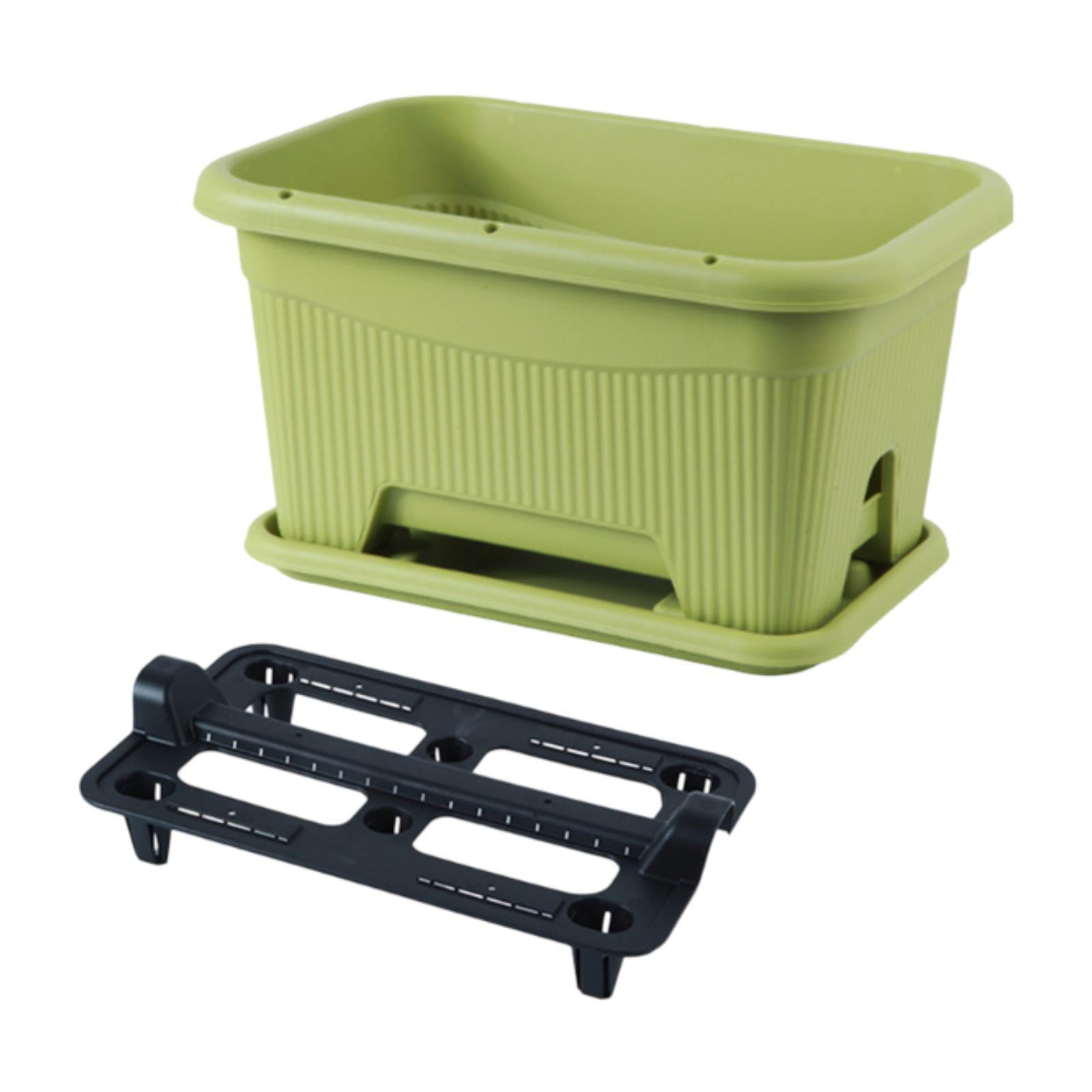 MAGIDEAL Flower Window Box with Tray Patio Planting Tool for Balcony Home Décor Porch Green