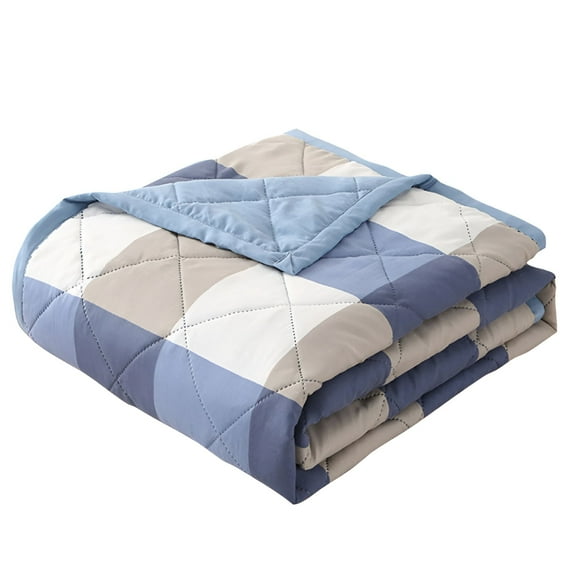 LAMIRO Checkered Weighted Blanket for Adults 12Lbs,59"X79" Twin Size,Cooling Heavy Blanket for 110-130Lbs with Premium Glass Beads,Soft Thick Big Blankets for All-Season Sleeping Comfort Breathable