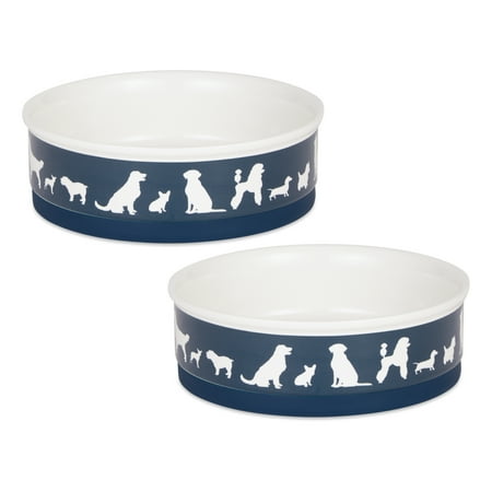 UPC: 0072456144096 | Pet Bowl Dog Show Navy Large 7.5Dx2.4H (Set of 2)