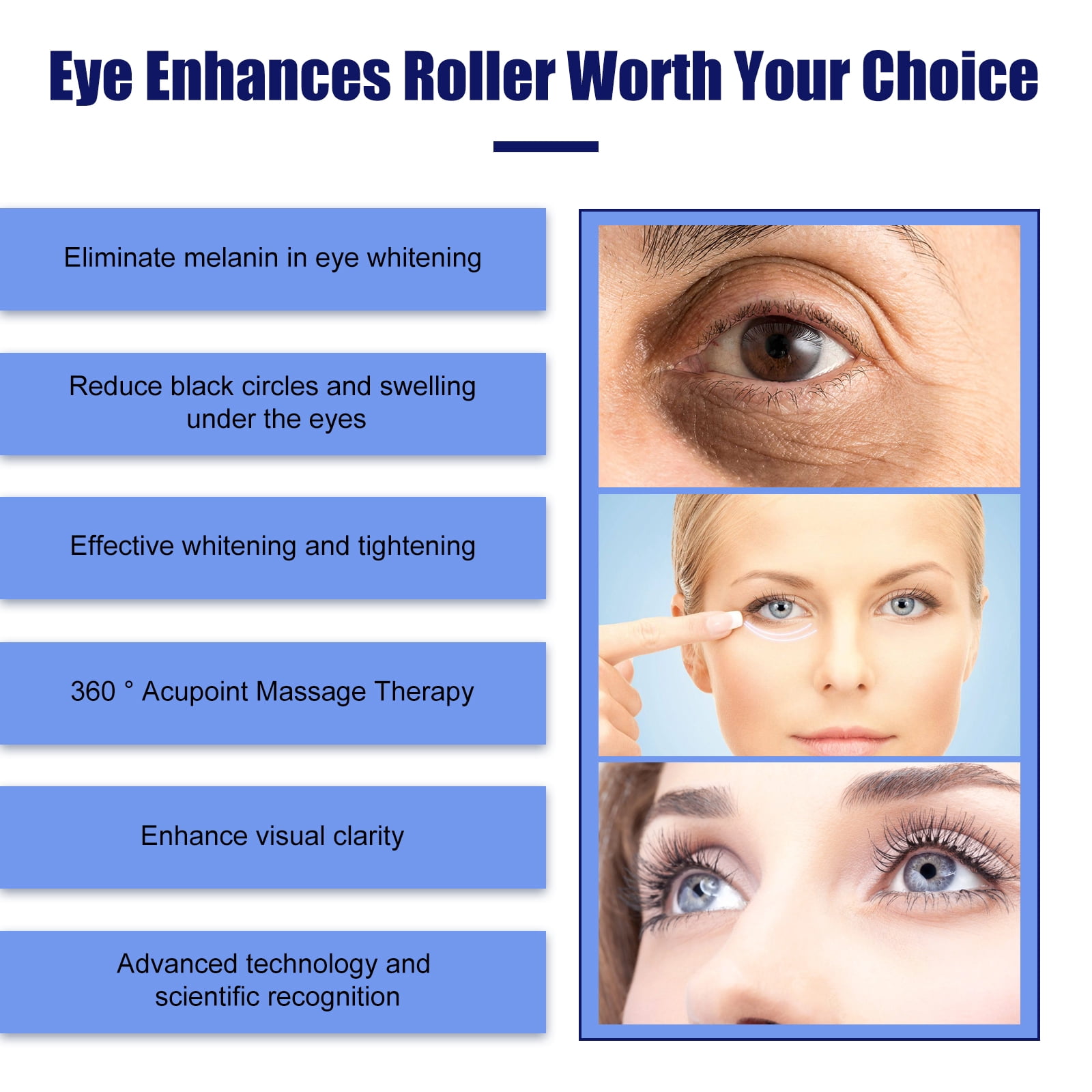 Alvantor Eye Serum Roller for Dark Circles and Puffiness with Hyaluronic Acid, 0.5 fl. oz