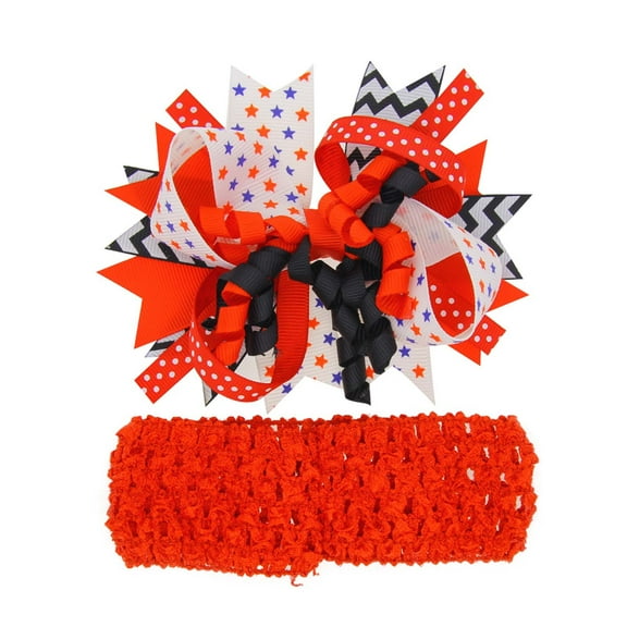 Nrmvnmi Girls' Patriotic Print Hair Clip   Hair Net Set 4th of July Themed Bow Bound Clip Independence Day Hair Clip Hair Net