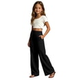 thumbnail image 6 of Girls Wide Leg Baggy Pants Drawstring Pants Cotton Linen Pants loose fit Trousers 4T-13T, 6 of 7