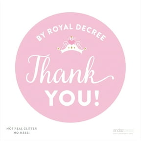 By Royal Decree Sparkle Princess Birthday Circle Gift Labels, 40-Pack