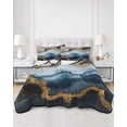 thumbnail image 3 of Navy Blue Brown Twin Size Down Alternative Comforter, Lightweight Comforter Quilt Bedding Set with Pillow Shams Luxury Modern Art Abstract All Seasons Bed Comforter Duvet Insert 68"x86", 3 of 7