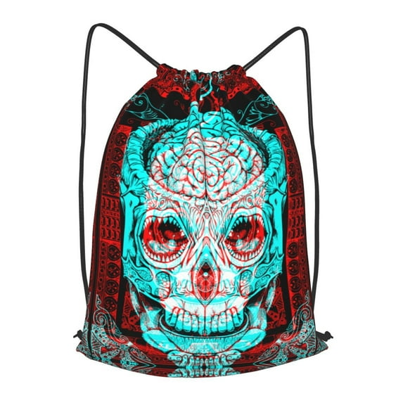 XMXT Waterproof Gym Bag, Skull Universe Illustration Print Drawstring Backpack for Men, s Multicolor