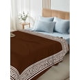 thumbnail image 4 of Coffee Brown Greek Key King Size Flat Sheet, Wrinkleproof & Fadeproof Cooling Flat Bed Sheet Only, Geometric Greece Ancient Farmhouse Geo Breathable Soft Bedding Top Sheets 105 x 98 Inches, 4 of 8