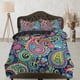 thumbnail image 1 of Colorido paisley rosa azul juego de funda nórdica, decoración de la habitación estética juego de cama, 1 of 4