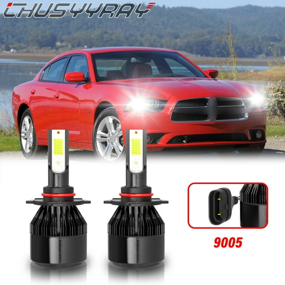 For Dodge Charger 2009 2010 2011 2012 2013 2014 9005 HB3 LED High Beam Headlight Bulbs Kit White 2x