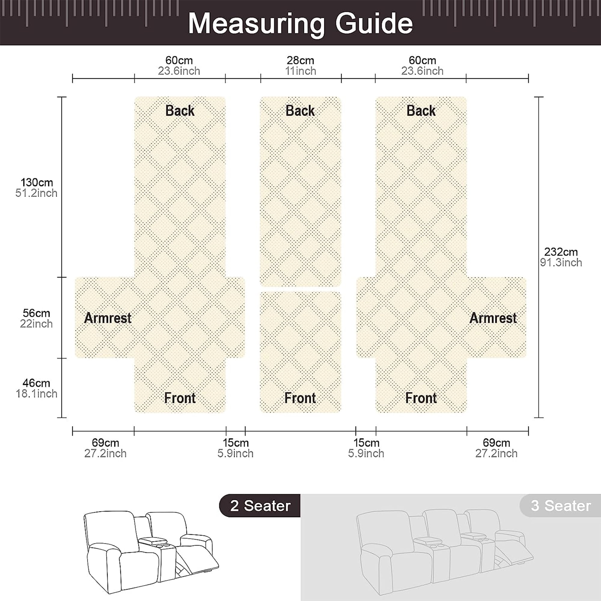 TAOCOCO Recliner Loveseat Covers Non-Slip Pet Cover for ouble Recliner Split Sofa Cover with Console Chocolate