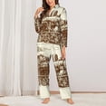 thumbnail image 2 of Salouo Train Pattern Women's Pajamas Set Long Sleeve Button Down Sleepwear Soft Pj Lounge Sets for women 2 Piece Pjs Set with Long Pants-X-Large, 2 of 7