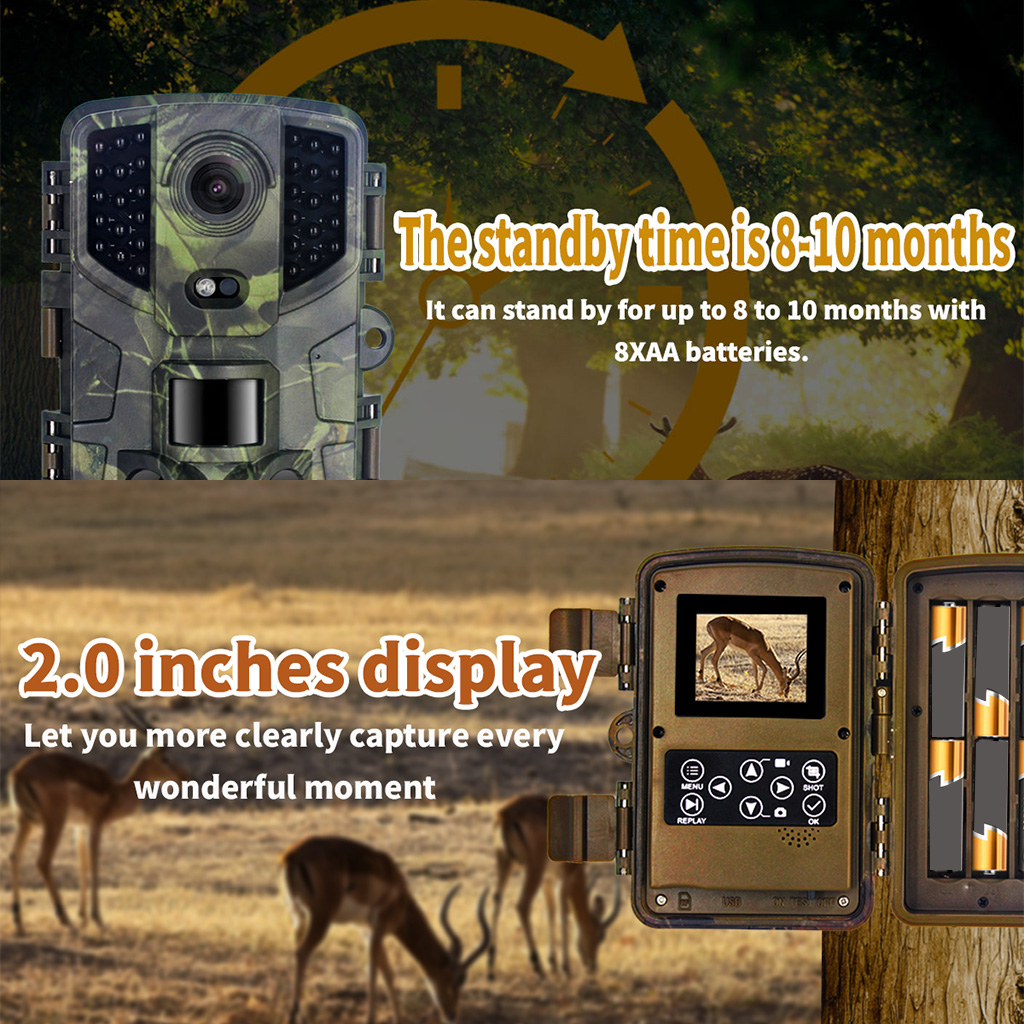 VHUNT 20MP Hunting Trail Monitor, 1080P Infrared Camera, 120° Wide Angle, IP66 Waterproof