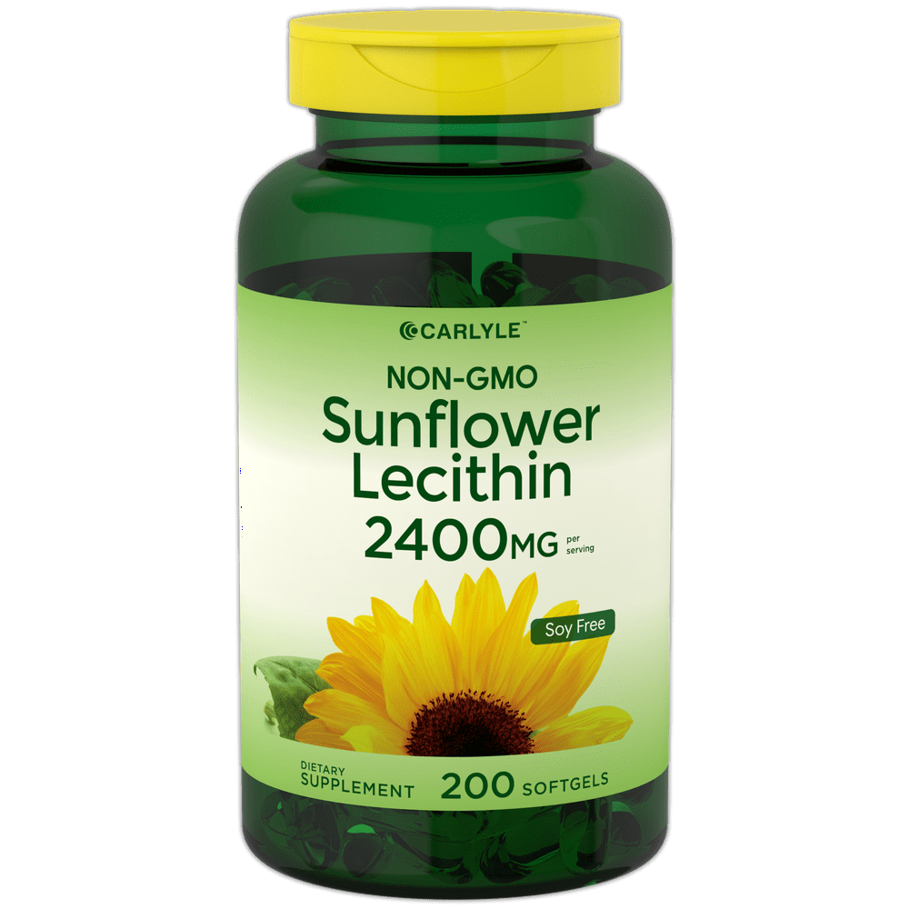Sunflower Lecithin 2400mg 200 Softgels Rich in Phosphatidyl Choline
