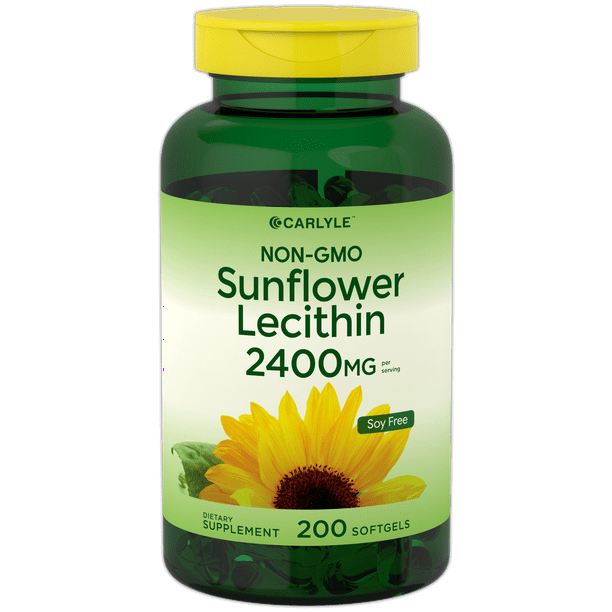 Sunflower Lecithin 2400mg 200 Softgels Rich in Phosphatidyl Choline