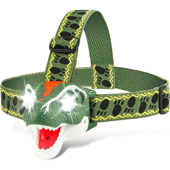 Dinosaur Headlamp for Kids Flashlight T-Rex LED Headlamps Dinosaur Toys Camping Gear, Gift for Toddlers Boys Girls Adults