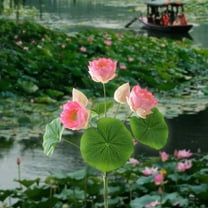 Artificial Realistic Lotus Flower Bouquet, High-Quality Lotus Decoration, Durable Artificial Flowers, Suitable For Home Altars And Meditation Spaces, Realistic Petal Design