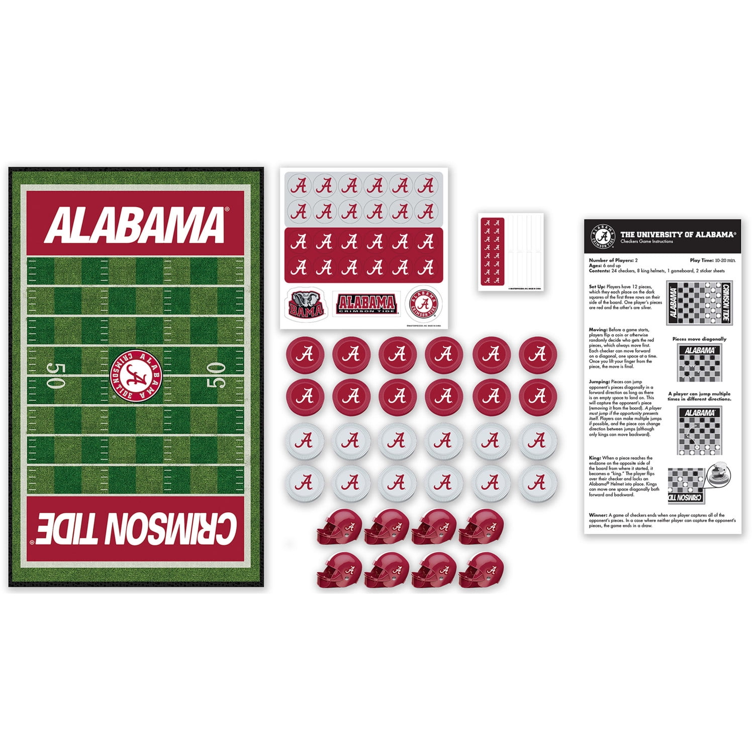MasterPieces Officially licensed NCAA Alabama Crimson Tide Checkers Board Game for Families and Kids ages 6 and Up