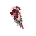 thumbnail image 1 of Elegant Wedding Bouquets for Bride Waterfall Shape Handmade Decor Red, 1 of 9