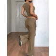thumbnail image 4 of Women'S Fitness Suit Two-Piece Vest with Wide-Leg Leggings Suit Hot Girl Brown XL, 4 of 5