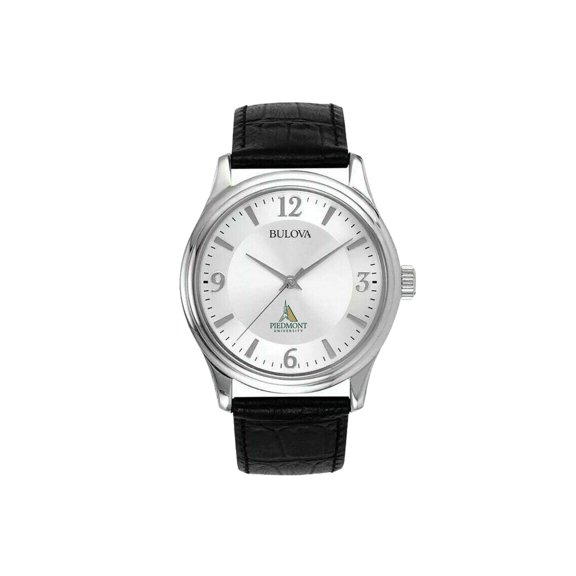 Men's Bulova Piedmont Lions Silver-Tone Leather Strap Watch