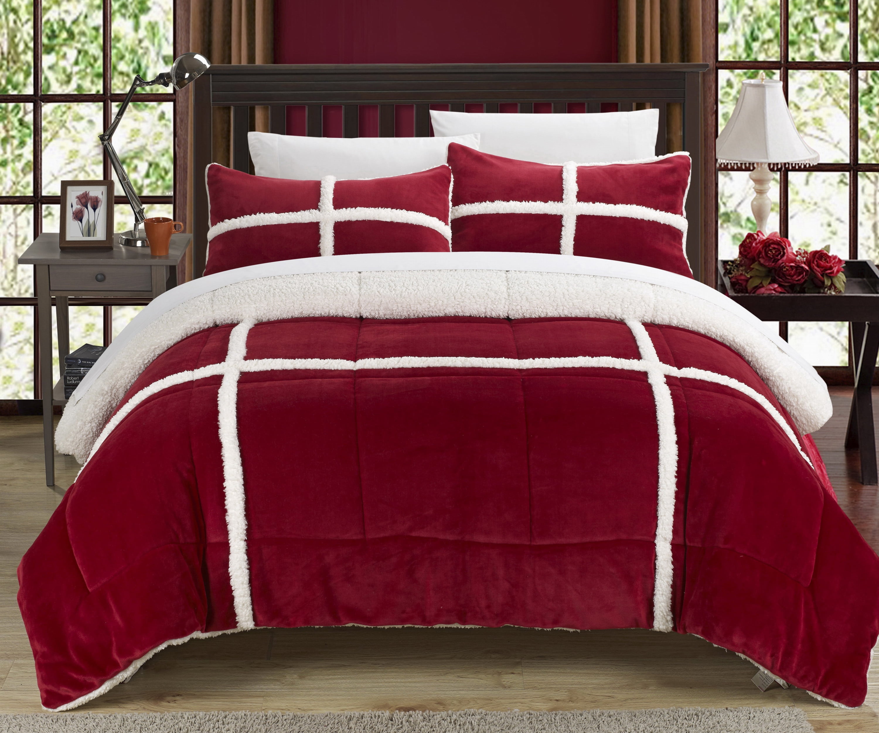 Chic Home Chiron 2-Piece Solid Comforter Set, Twin X-Long, Red ...