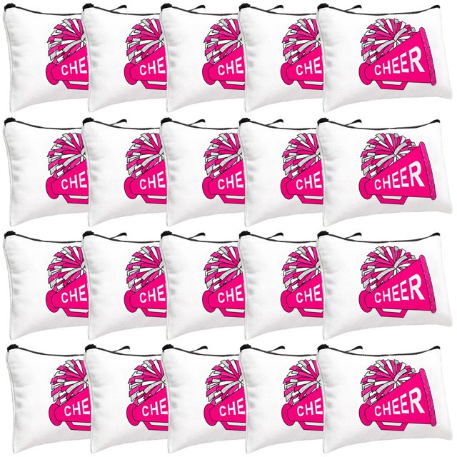 Bolsa de maquillaje Cosblank Cheer Teams de lona, 20 unidades, rosa