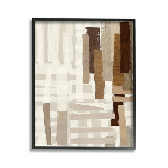 Stupell Industries Rustic Hatched Pattern Abstract Painting Black Framed Art Print Wall Art, 11 x 14