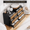 thumbnail image 4 of JoanKaren Natural Rattan 6 Drawer Dresser with Deep Drawers,Large Wooden Dresser Chest of Large Storage Cabinet for Bedroom Living Room,Black, 4 of 7