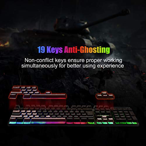 FLAGPOWER Gaming Keyboard and Mouse Combo LED Backlit Mechanical Feeling Keyboard with 4 Adjustable DPI Mouse for Gaming for PC/laptop/MAC/win7/win8/win10 