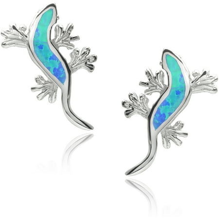 Brinley Co. Sterling Silver Gemstone Lizard Stud Earrings
