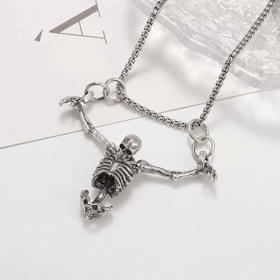 QQTDFG Men Women Captivity Skeleton Skull Necklace Pendent Punk Biker Rock Gift-default