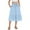 Light Blue, variant on Women's Boho Flowy Midi Elastic High Waist Retro Pleated A-Line Flared Below Knee Skirts with Pocket