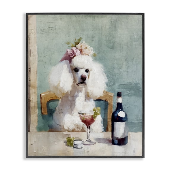 Stupell Industries Farmhouse Poodle At Lunch Black Framed Giclee Art, 11 x 14, by Annabelle Hall