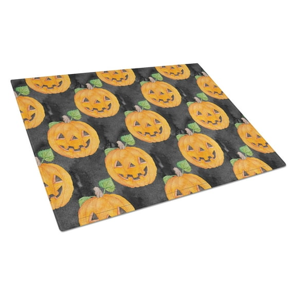 Caroline's Treasures Watecolor Halloween Jack-O-Lantern Glass Cutting Board Large