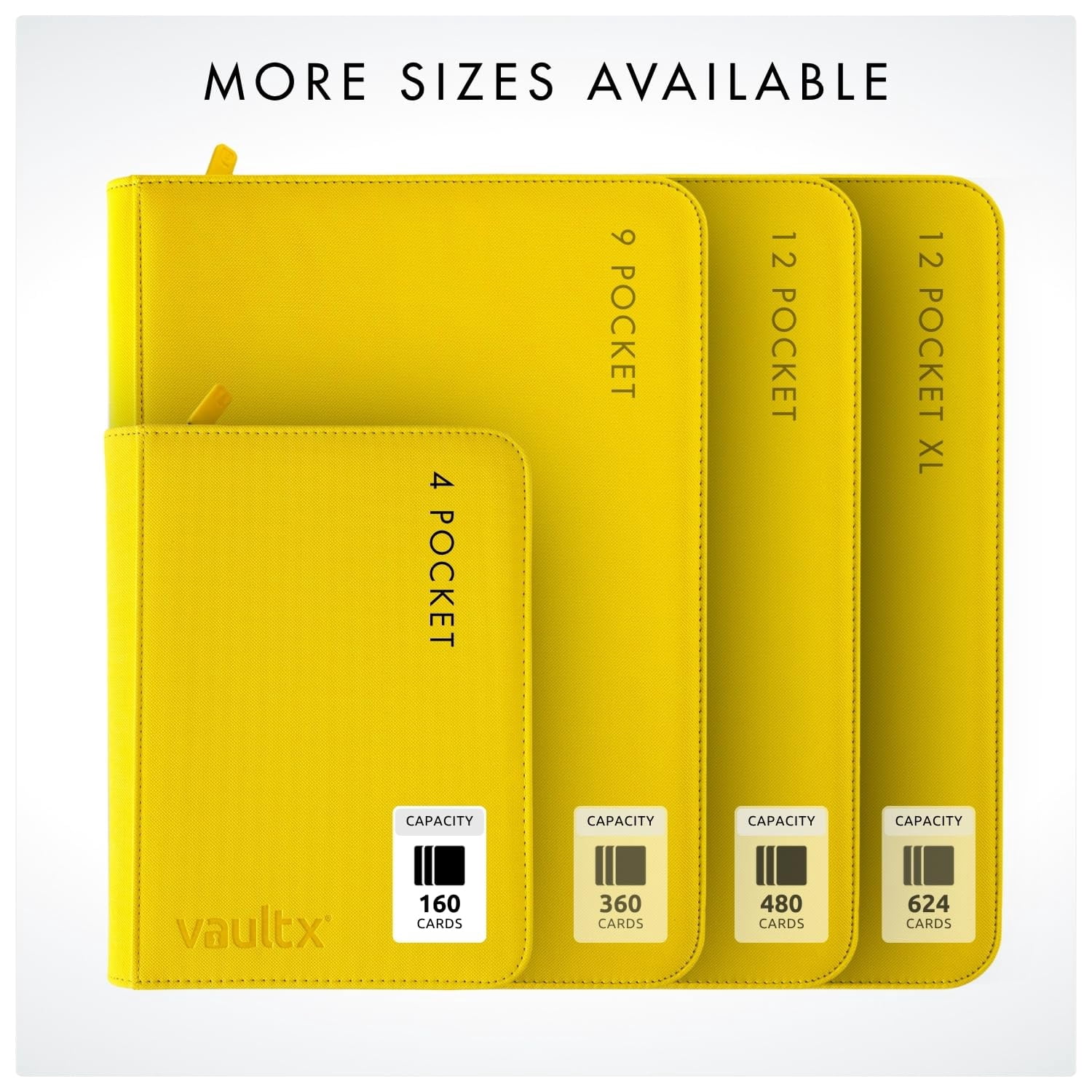 Vault X 4 Pocket Trading Card Zip Binder, 160 cards, Premium Exo-Tec Album Material, 20 Side-Loading Pages, Folder for Collectible Card Games, Sports, TCG (Yellow)