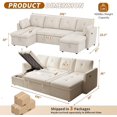 thumbnail image 3 of Akaber 106" Oversized Pull Out Couch Bed, Sleeper Sofa Bed for Living Room with Double Storage Chaise, USB Charging, 3 of 8