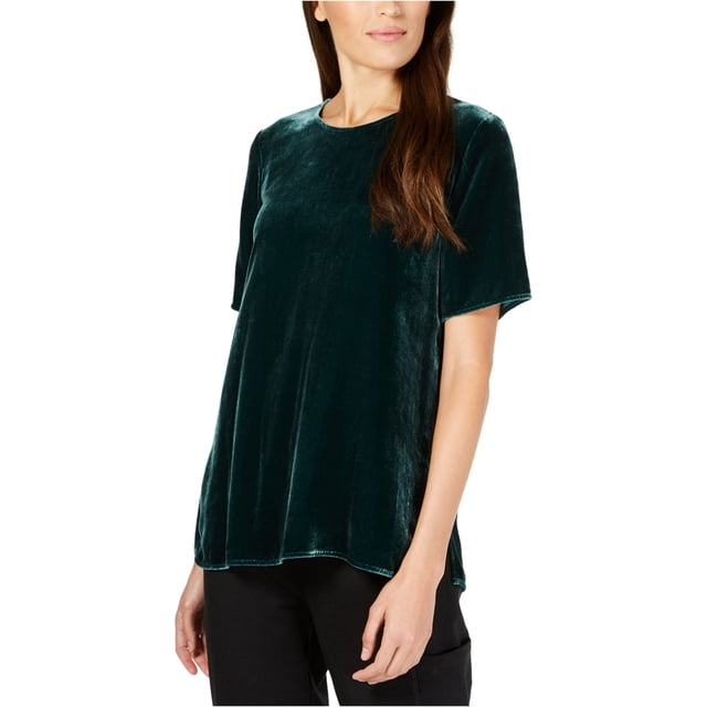 Blusa de terciopelo Eileen Fisher para mujer verde PP