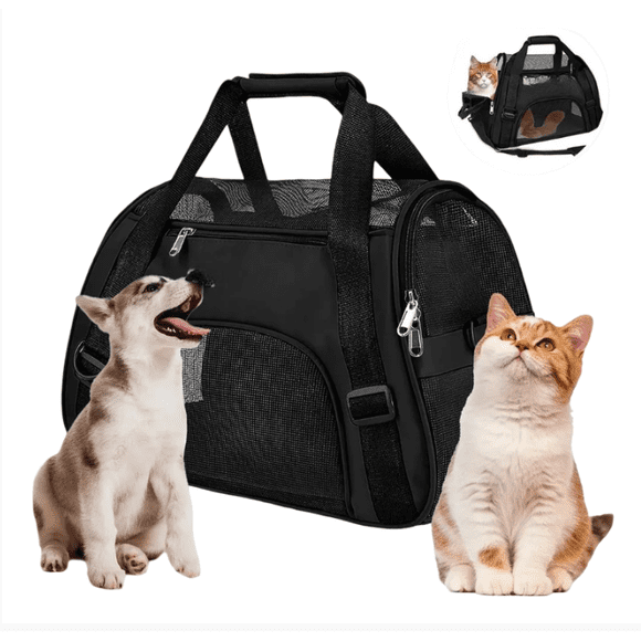 Mochila Transportadora Portátil Para Mascotas Modelo Negro