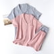 thumbnail image 4 of Pijama de pareja de manga corta con pantalones cortos de crepé lavado de algodón, traje de verano de gasa fina de doble capa para hombres y mujeres, ropa de hogar, 4 of 5