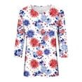thumbnail image 5 of UngA 250th Anniversary Shirt Women 3/4 Sleeve American Flag Patriotic V-Neck Shirt 4th of July T-Shirt USA Flag Stars Stripes Graphic Tee Tops (Watermelon Red,XXXL), 5 of 8